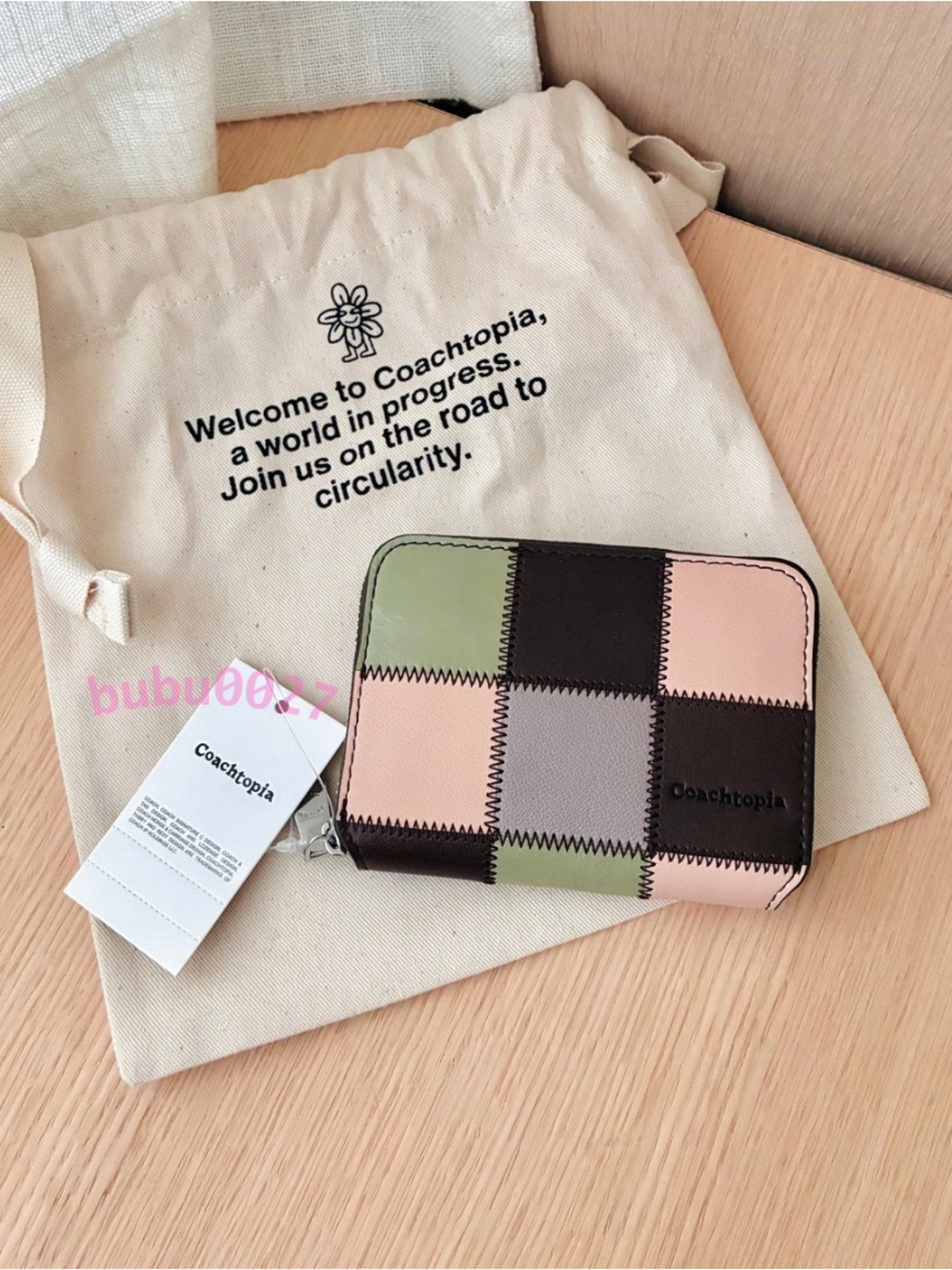 NWT🍵Coach Coachtopia Alter/Ego Zip Around Wallet Green Brown Patchwork CGQ09